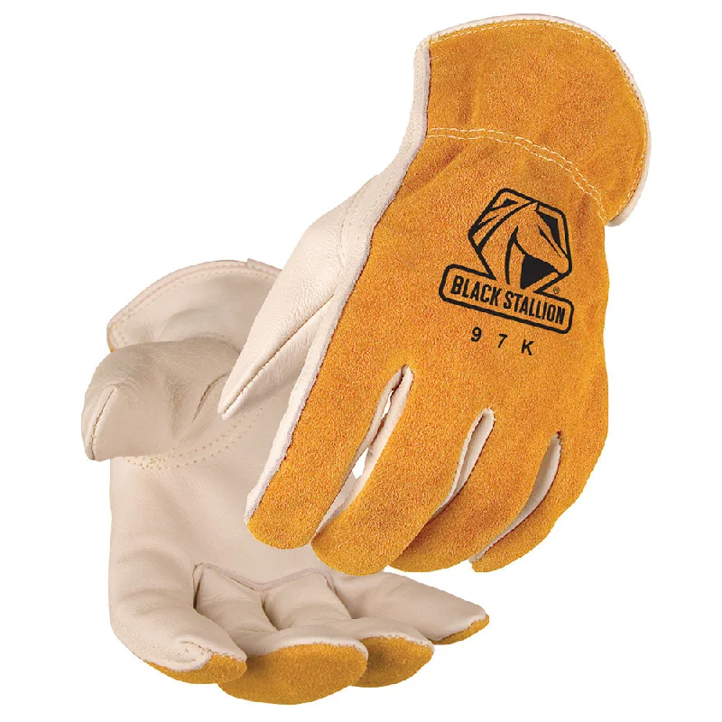 light practical gloves -  Black Stallion 97K-3XL Versatile Grain Cowhide Palm Driver's Gloves with Kevlar Stitching, 3XL