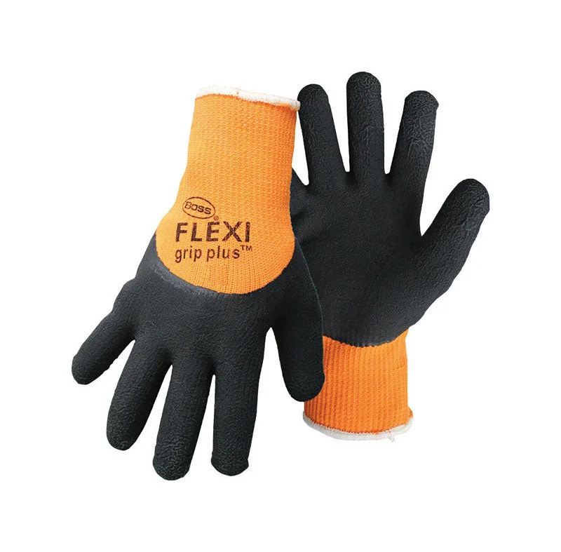 durable breathable gloves -  Boss Flexi Grip Plus Men's Indoor/Outdoor String Knit Work Gloves High-Vis Orange L 1 pair