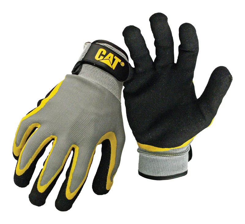 flexible functional gloves -  Caterpillar Men's Indoor/Outdoor Polyester Knit Work Gloves Black/Yellow L (Pack of 12)