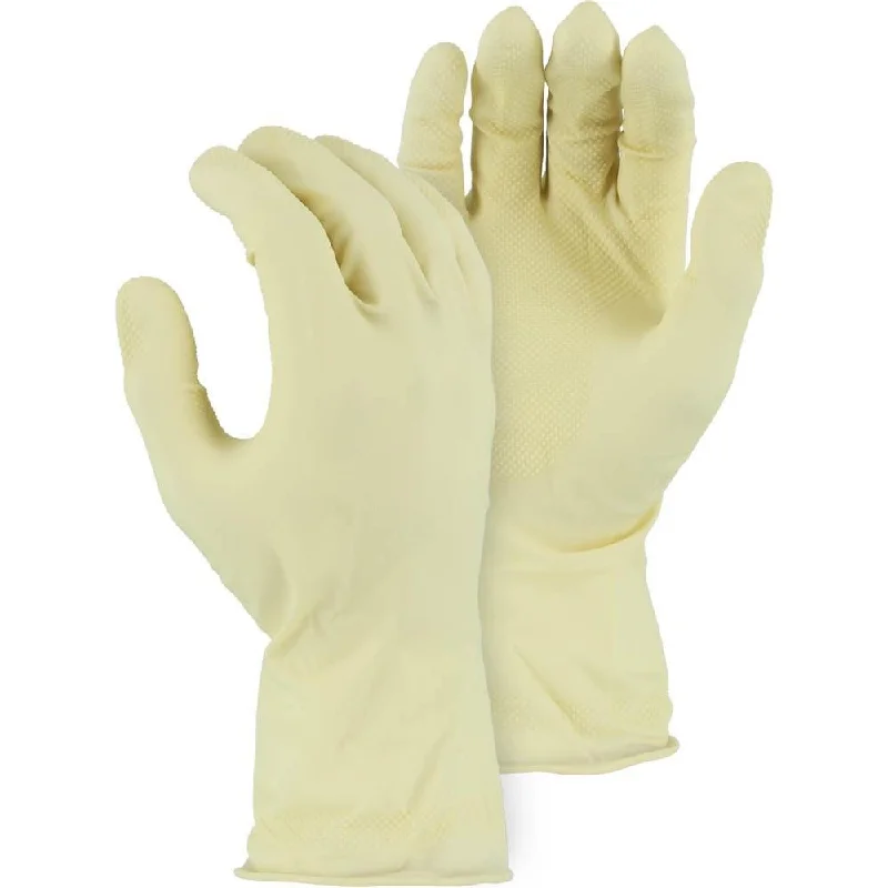 non-slip multi-purpose gloves -  Chemical Resistant Gloves - Unlined Latex, Canners Style, Diamond Pattern Grip, Rolled Cuff (60 Pairs)