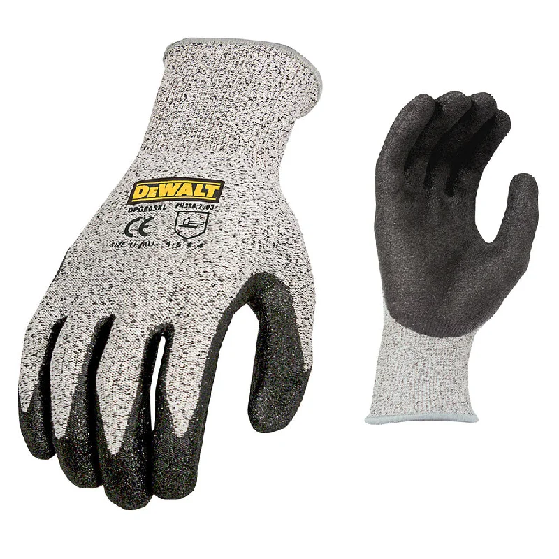 non-slip ergonomic gloves -  DeWalt DPG805L Tekora Shell Foam NBR Dip Cut 5 Large Gloves, 12 Pack