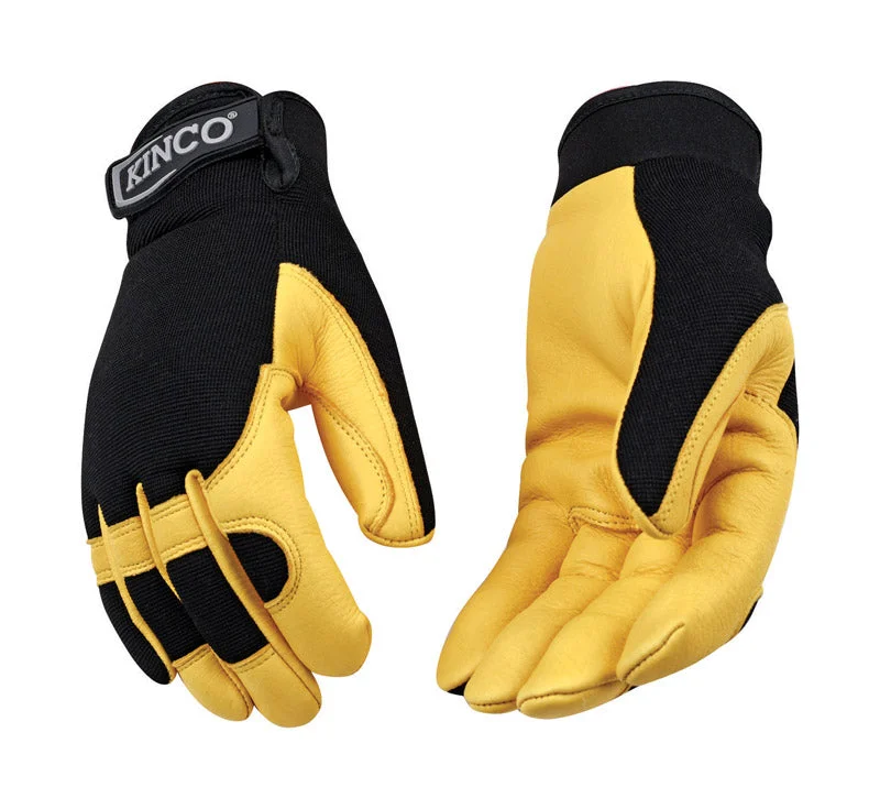 light casual gloves -  Kinco  Men's  Indoor/Outdoor  Deerskin Leather  Driver  Gloves  Black/Yellow  M  1 pk