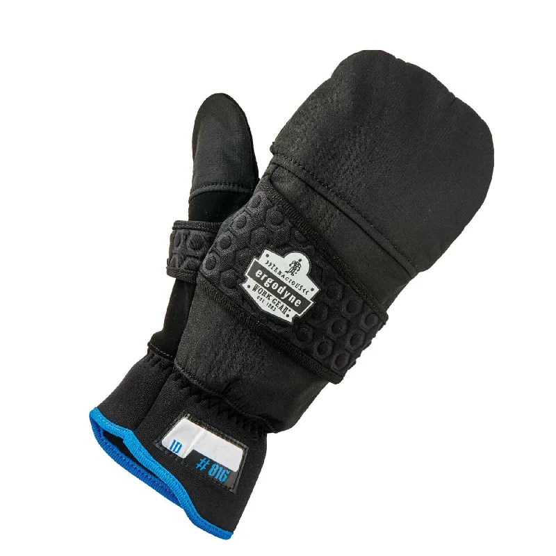 non-slip seasonal gloves -  Ergodyne 17342 ProFlex 816 Thermal Flip-Top Gloves, Small, Black