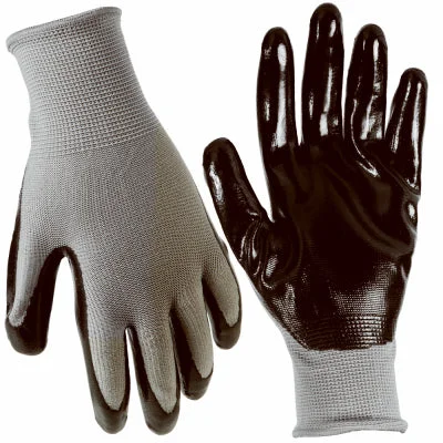 non-slip reinforced gloves -  Extra Grip Glove, Nitrile Palm, Black & Gray, M