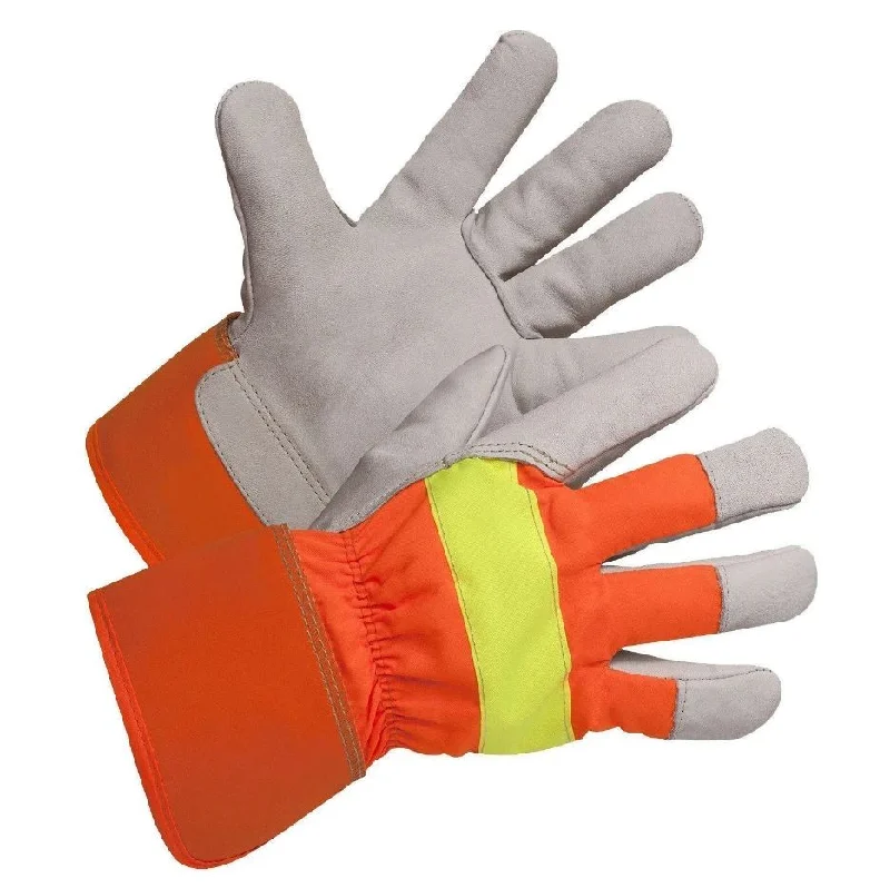 breathable padded gloves -  FORCEFIELD Hi-Vis Leather Work Gloves