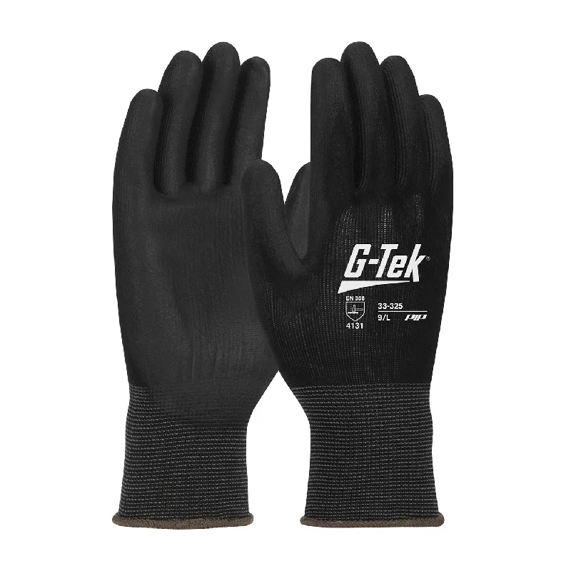 flexible thermal gloves -  G-Tek 33-325 Heavy Weight Seamless Knit Nylon with Premium Thick Polyurethane Coated Flat Grip on Palm and Fingers Safety Glove(One Dozen)