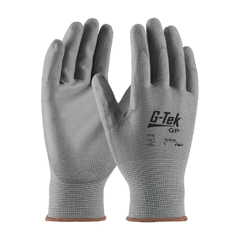 waterproof light gloves -  G-Tek 33-G125 Seamless Knit Nylon Blend with Polyurethane Coated Flat Grip on Palm and Fingers Glove (One Dozen)