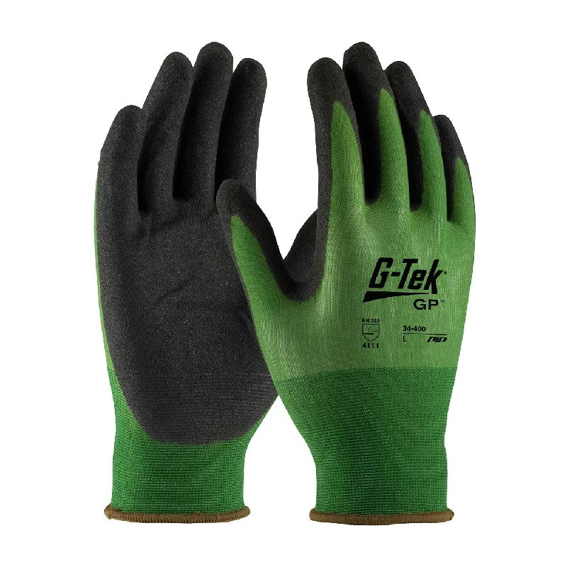 non-slip soft gloves -  G-Tek 34-400 Seamless Knit Nylon with Nitrile Coated MicroSurface Grip on Palm and Fingers 18 Gauge Glove (One Dozen)