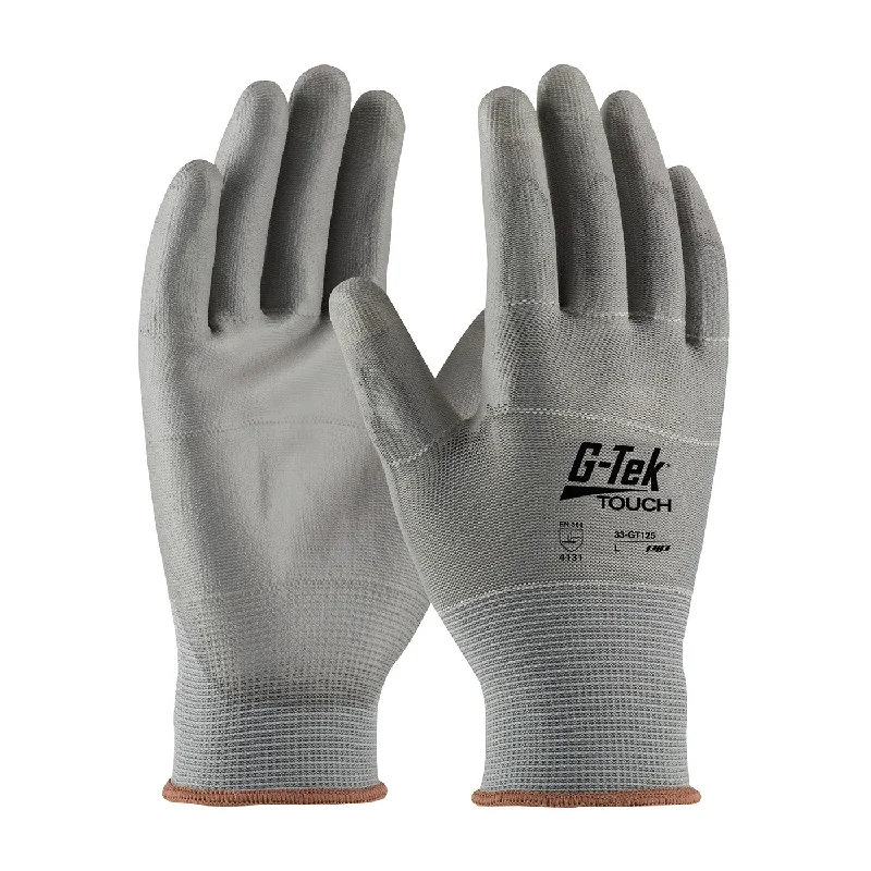 flexible breathable gloves -  G-Tek Touch 33-GT125 Touchscreen Compatible Seamless Knit Nylon/Polyester Polyurethane Coated Flat Grip Glove (One Dozen)