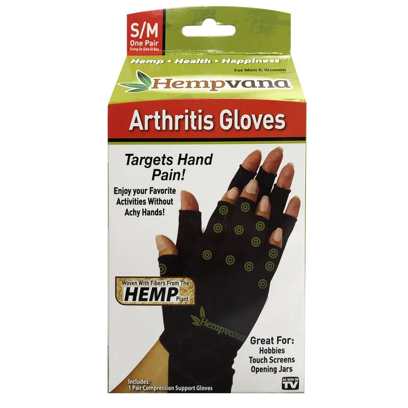 durable insulated gloves -  Hempvana As Seen On TV S/M Hemp Fibers Arthiritis Black Gloves