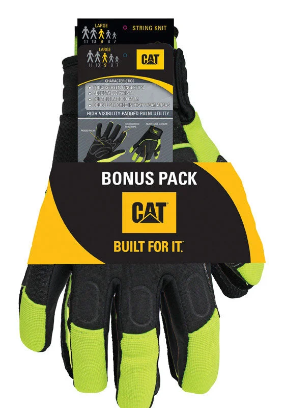 waterproof gadget gloves -  Cat Men's Indoor/Outdoor Mechanics Glove High-Vis Green XL 2 pair