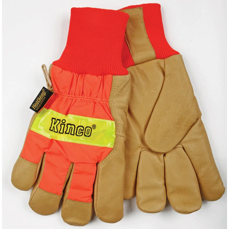 non-slip multi-purpose gloves -  Kinco  Men's  Outdoor  Pigskin Leather  Hi-Viz  Work Gloves  Orange  XL  1 pair