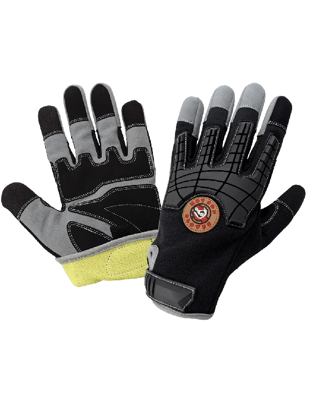 soft non-slip gloves -  Hot Rod Gloves® Premium Synthetic Leather Palm Performance Mechanics Style Gloves with a Cut Resistant Liner, Impact Protection, and a Mesh Back - HR8200KEV