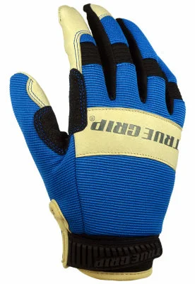 flexible lightweight gloves -  Hybrid Leather Work Gloves, Pigskin/Spandex, Blue, Large