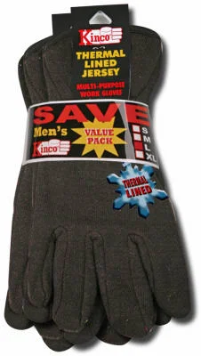 durable insulated gloves -  Jersey Glove, Poly/Cotton, Brown/Red, Lined, Men, Large, 2-Pk. (Pack of 6)