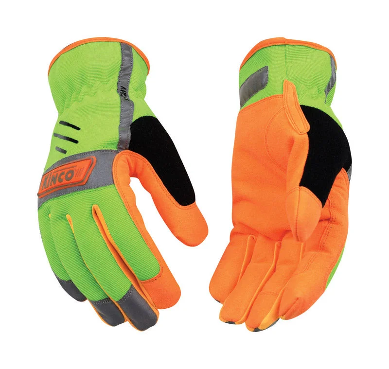 durable versatile gloves -  Kinco  Men's  Outdoor  Synthetic Leather/Terry Cloth  Hi-Viz  Driver Gloves  Green/Orange  L  1 pk