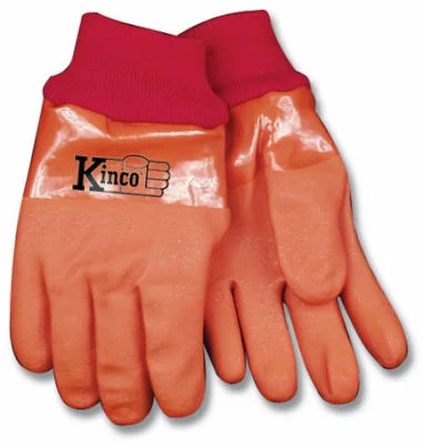 non-slip thermal gloves -  Large Men's Winter Lined Full PVC Gloves