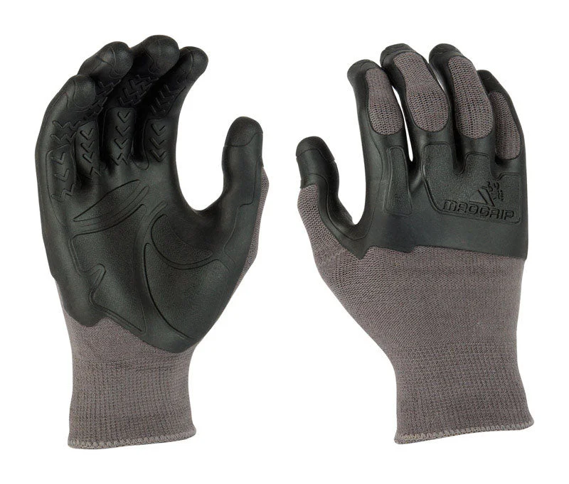 soft practical gloves -  MadGrip Pro Palm Plus Unisex Coated Work Gloves Black/Gray XL 1 pair