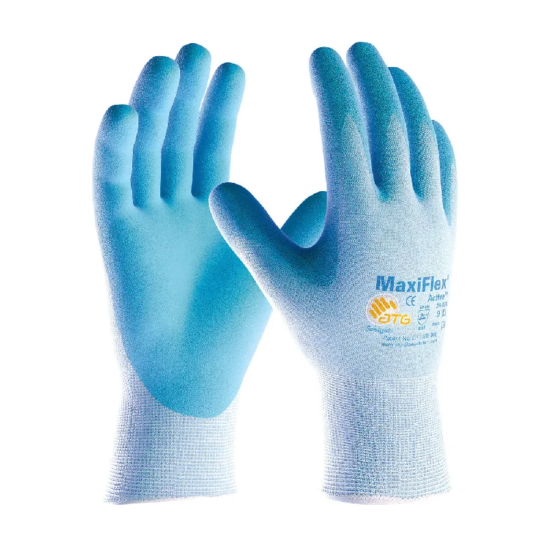 waterproof padded gloves -  MaxiFlex Active 34-824 Elastane Glove with Ultra Lightweight Nitrile Coated MicroFoam Grip on Palm and Fingers Glove (One Dozen)