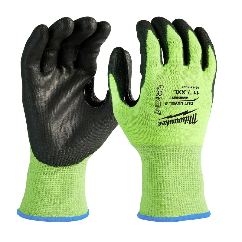 breathable thermal gloves -  Milwaukee 48-73-8924 High Visibility Cut Level 2 Polyurethane Dipped Safety Gloves - 2X-Large