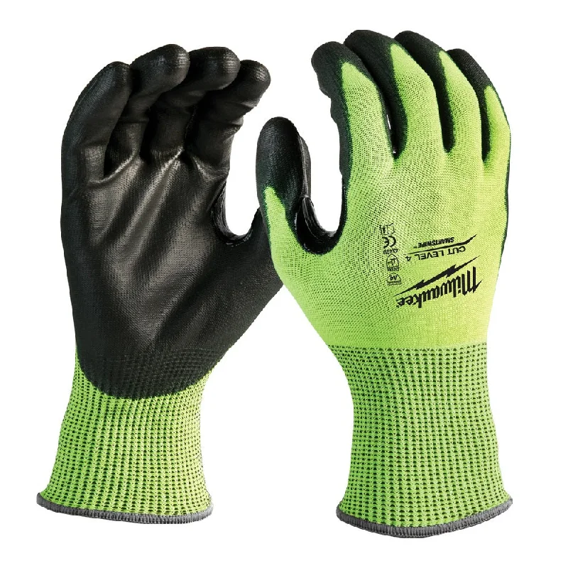 waterproof lightweight gloves -  Milwaukee 48-73-8940B 12PK High Visibility Cut Level 4 Polyurethane Dipped Safety Gloves - Small