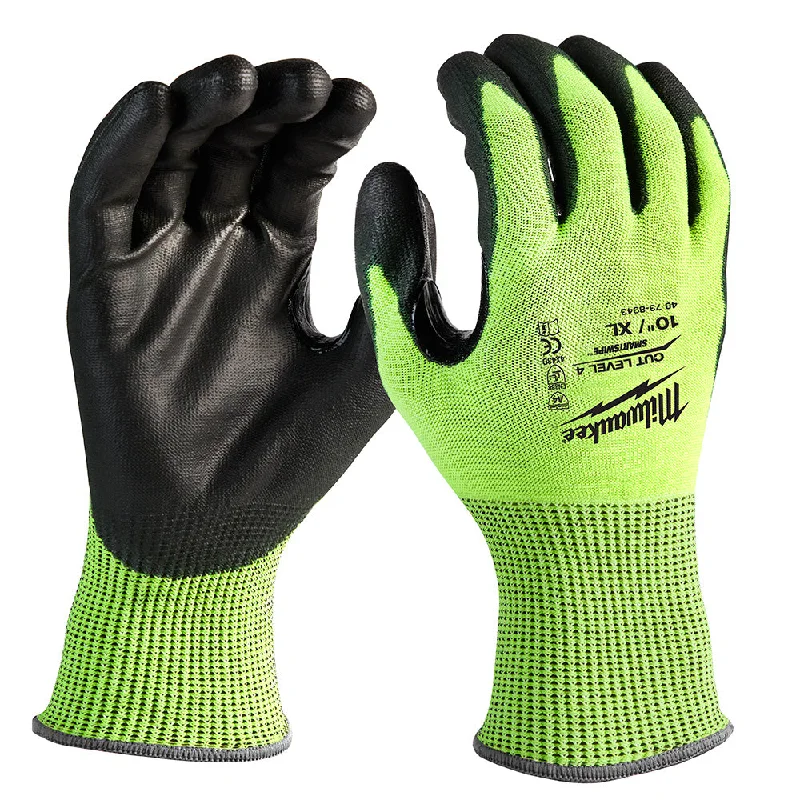 flexible thermal gloves -  Milwaukee 48-73-8943 High Visibility Cut Level 4 Polyurethane Dipped Safety Gloves - X-Large