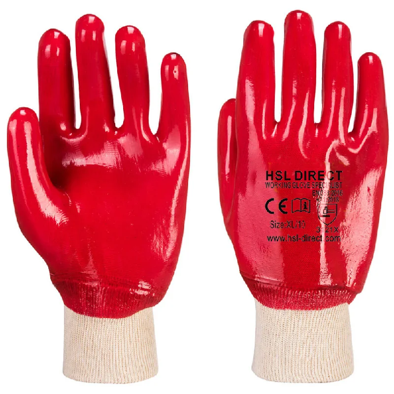 soft all-season gloves -  PVC Knit Wrist Gloves - Red