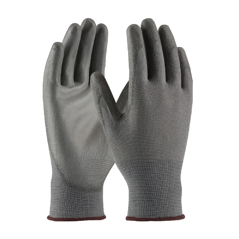 waterproof reinforced gloves -  PIP 33-G115 Seamless Knit Polyester with Polyurethane Coated Flat Grip on Palm and Fingers Glove (One Dozen)