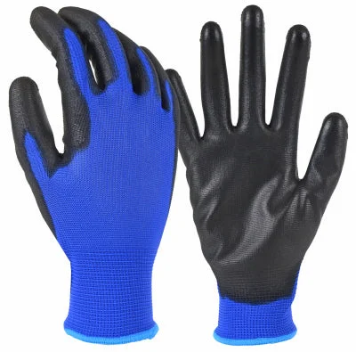 waterproof comfortable gloves -  Polyurethane-Coated Work Glove, Blue, Men's L (Pack of 6)