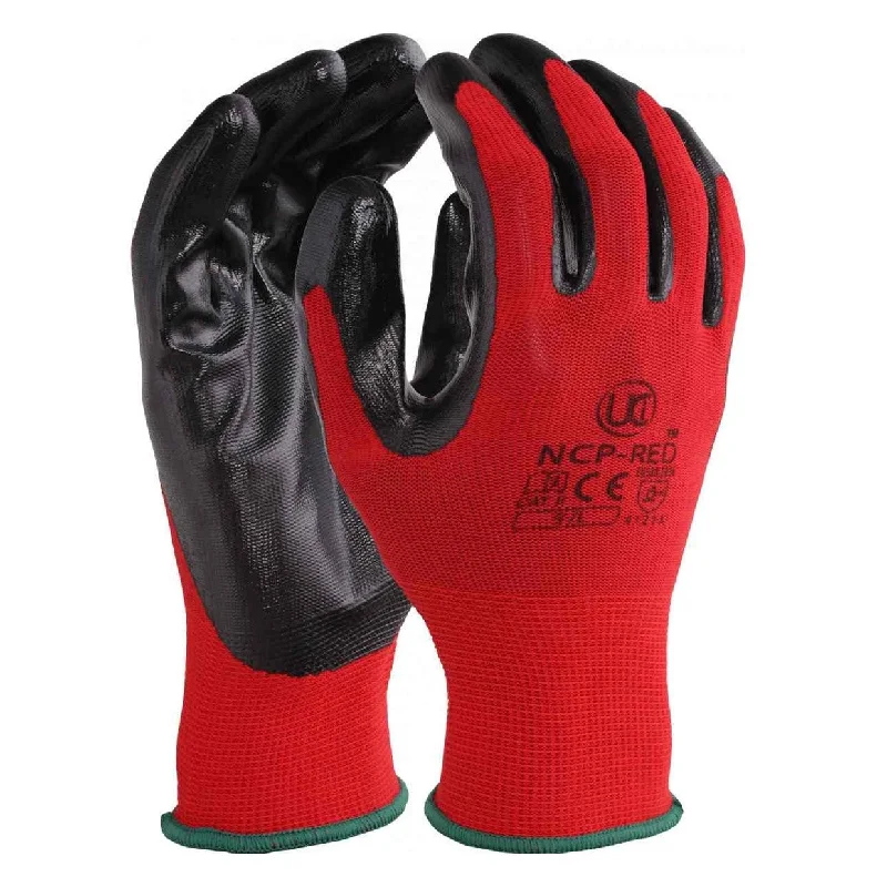 flexible heavy-duty gloves -  Nitrile Coated Cut Level 1 Gloves - Red