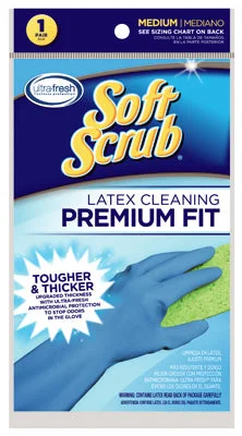 waterproof padded gloves -  Soft Scrub Latex Cleaning Gloves M Blue 1 pk