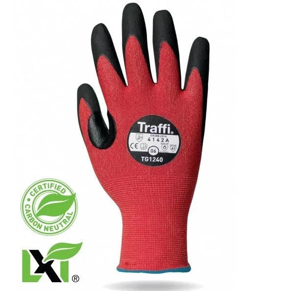 durable light gloves -  Carbon Neutral Gloves Traffi LXT Nitrile Palm PK 10 Pair