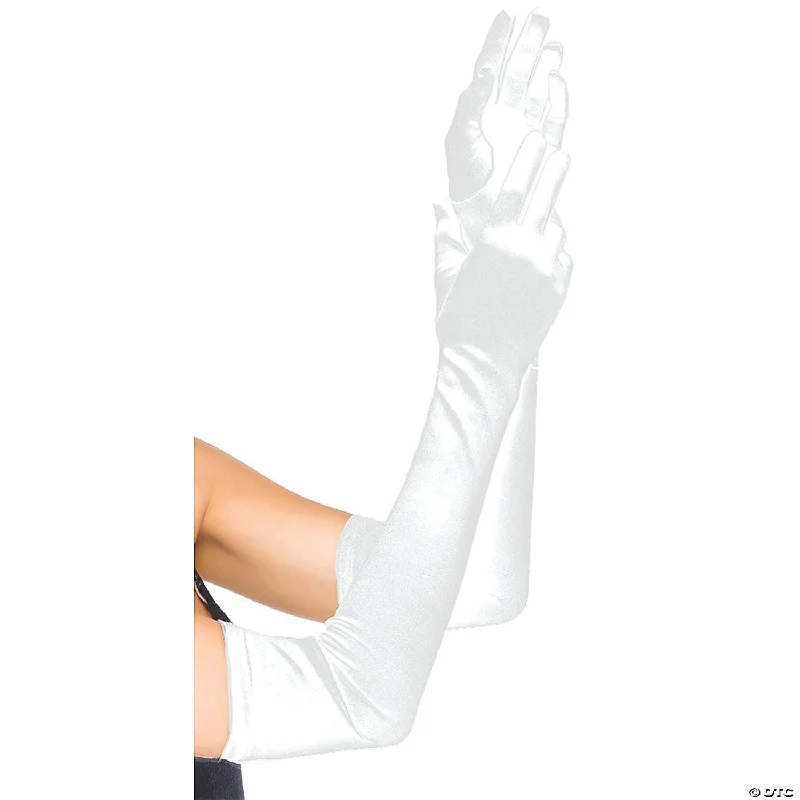 light thermal gloves -  Long White Satin Gloves