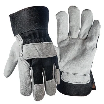 soft thermal gloves -  Work Gloves, Pigskin Leather Palm, Cotton Back, Men's Large