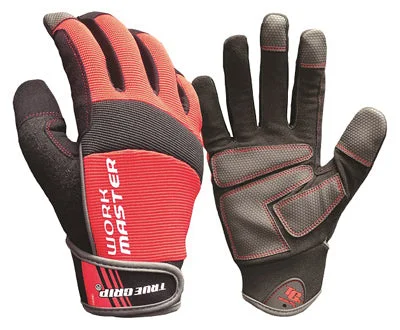 non-slip everyday gloves -  Work Master High-Performance Work Gloves, Touchscreen Compatible, Black & Red Microfiber Suede, Large