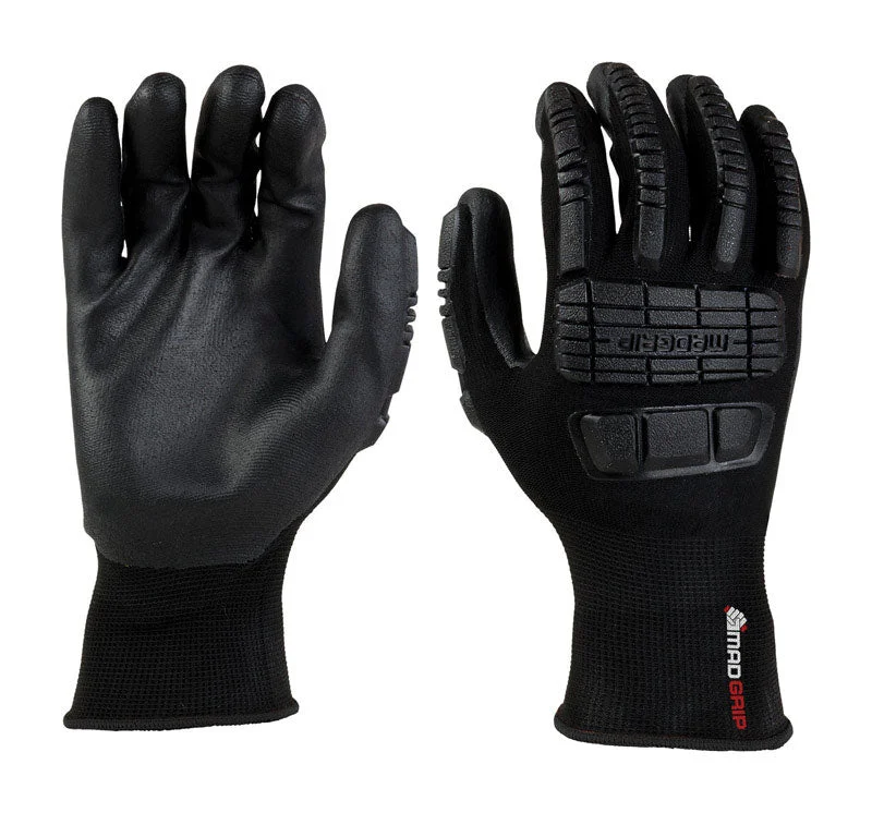 light touchscreen gloves -  MadGrip Ergo Impact Unisex Coated Work Gloves Black L 1 pair