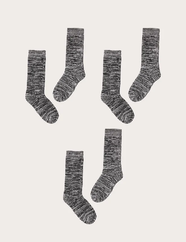 sock anti-slip -  3-Pack Chunky Bed Socks - Black Marl