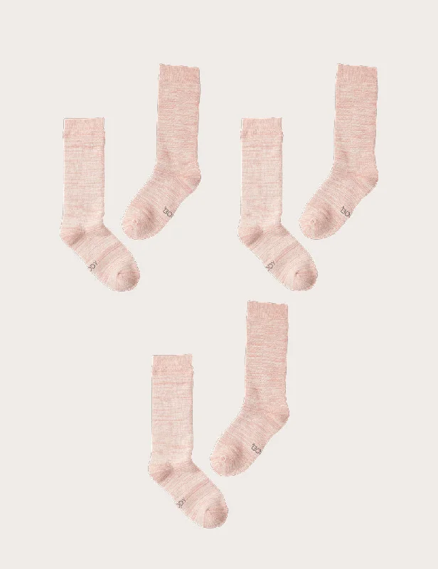 sock culture -  3-Pack Chunky Bed Socks - Dusty Pink Marl