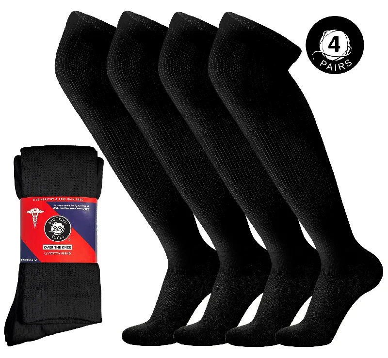 sock inspection -  4 Pairs of Over the Knee Cotton Diabetic Non-Binding Neuropathy Socks