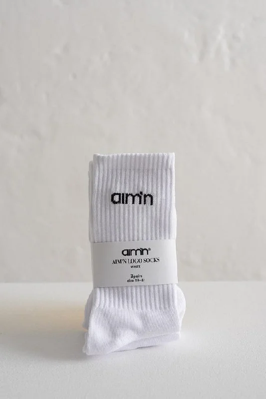 sock gift -  Aimn Logo Socks 3PK | White