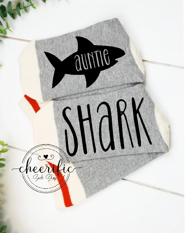 sock decorative -  Auntie Shark Socks, Shark Family Socks