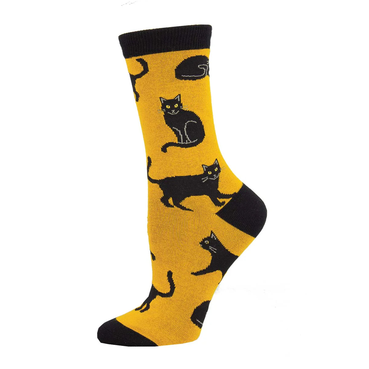 sock therapy -  BLACK CAT, WOMEN'S BAMBOO CREW