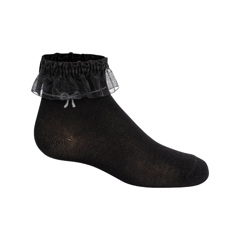 sock funny -  anklet suede with ruffle bow