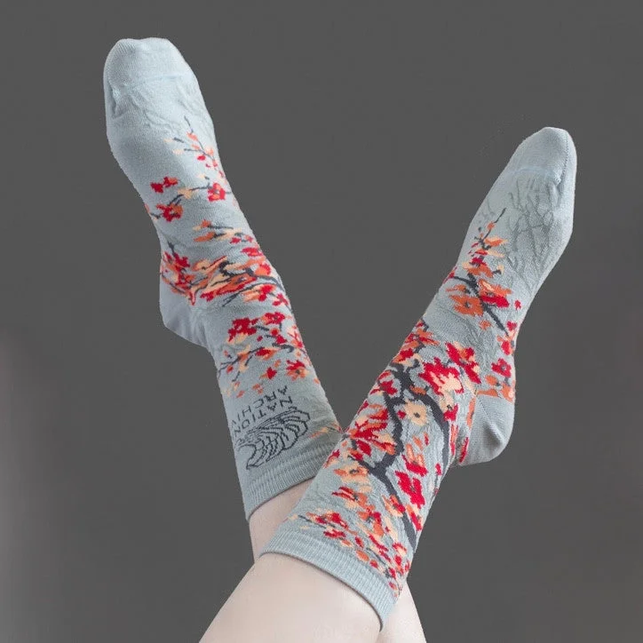 sock formal -  Cherry Blossom Salmon Art Socks