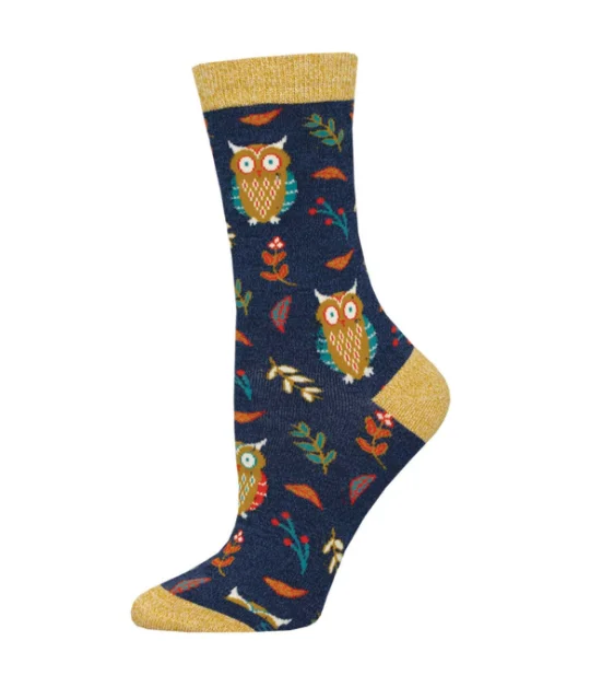 sock athletic -  CUTE HOOT, WOMEN'S CREW, BAMBOO