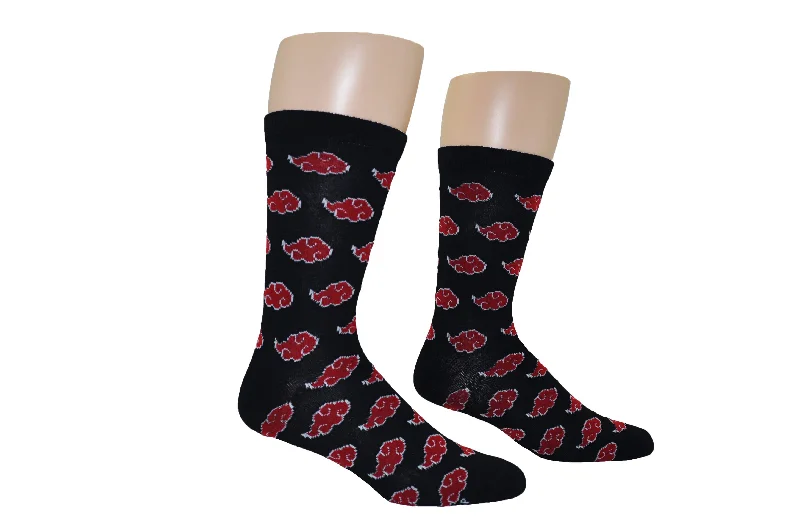 sock daily -  Naruto Shippuden Akatsuki Cloud Symbol Crew Socks