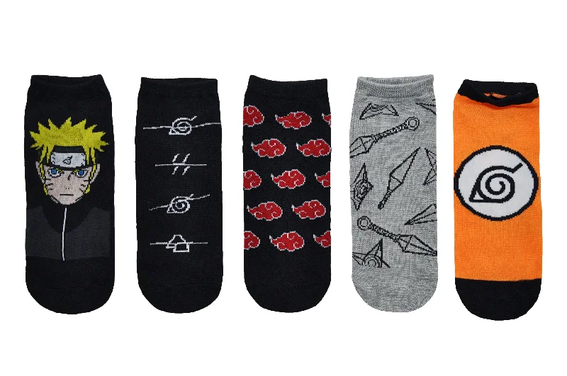 sock day -  Naruto Shippuden Symbols 5 Pair Lowcut Socks