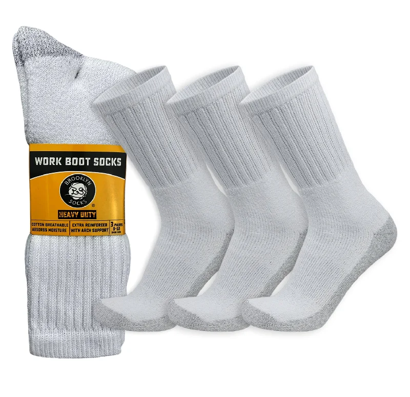 sock essential -  Men's Heavy Duty Steel Toe Cotton Work Crew Socks, US Men's Shoe Size 9-12