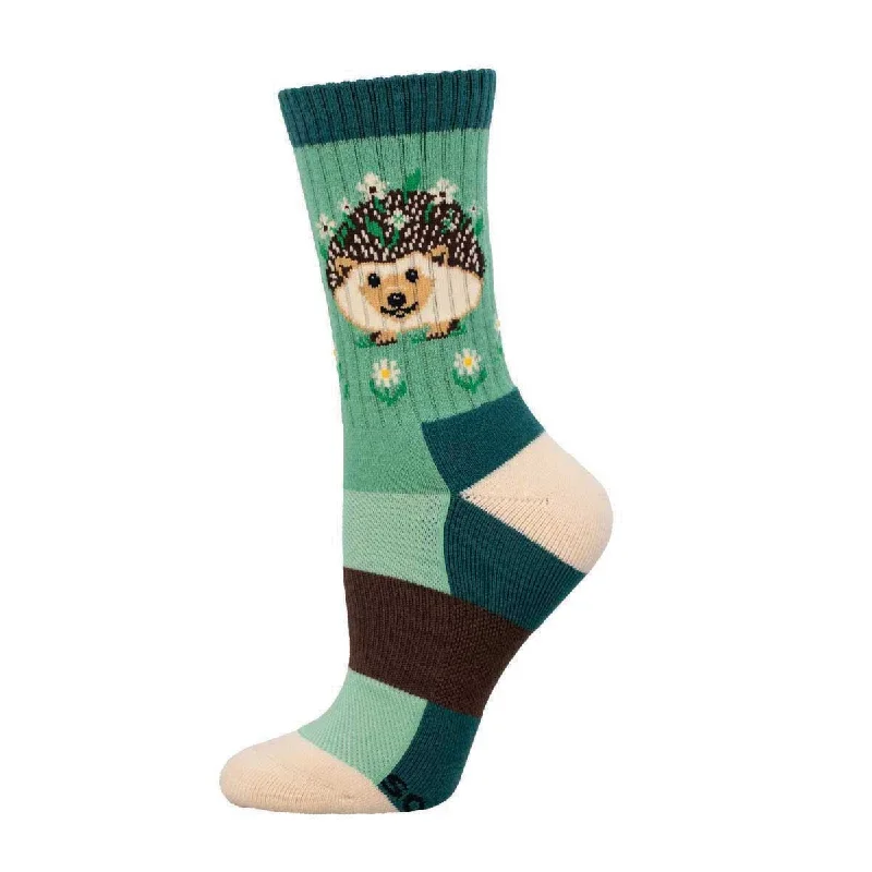 sock limited -  FLOWERY HEDGEHOG MERINO WOOL WOMEN'S CREW