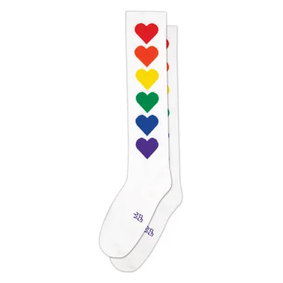 sock vintage -  Rainbow Hearts - Knee Socks